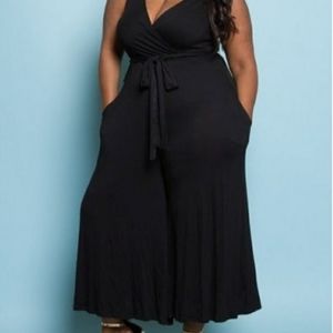SALE !! Plus Black Crop Wide Leg Jumpsuit Jumper